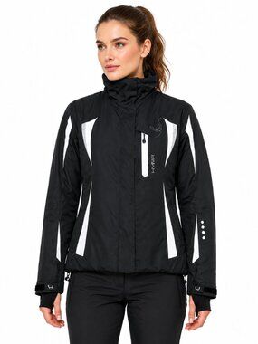EUC HYRA Women's Ski Snowboard Jacket Black White Insulated Technical Approx S